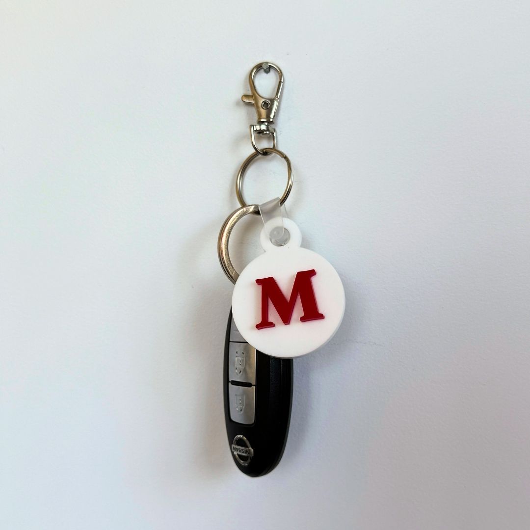 Letter on Circle Key Ring